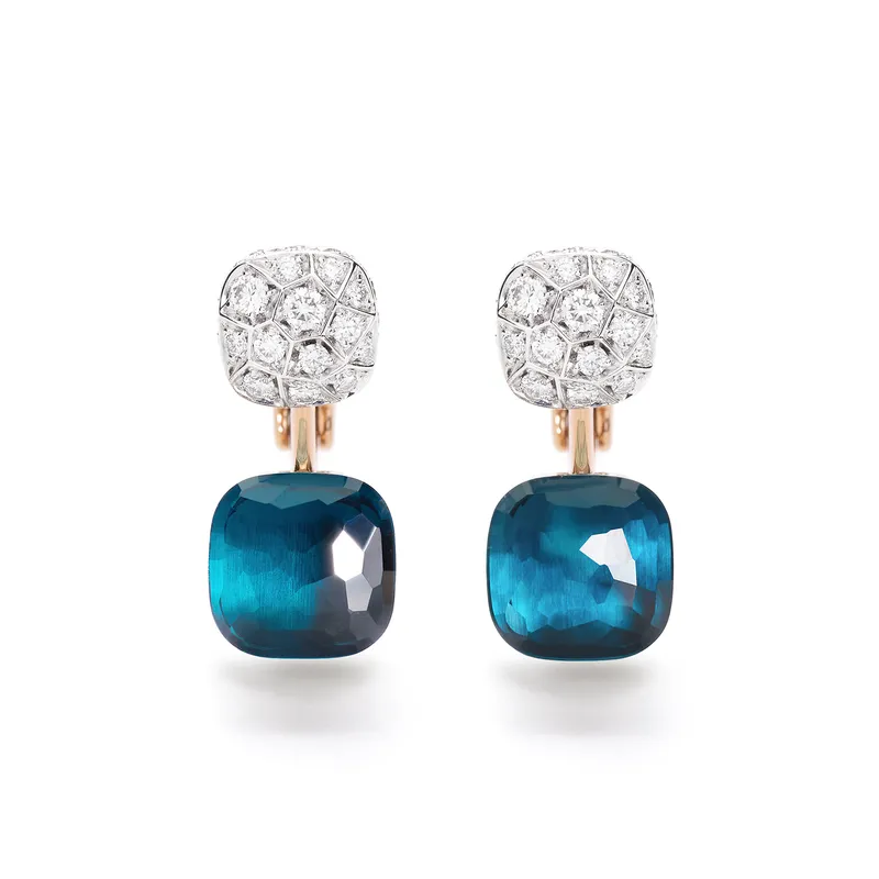 <p>Jenna Ortega wore one Pomellato Nudo earring with London blue topaz and diamonds in 18k rose gold to the Emmy Awards 2025</p>
