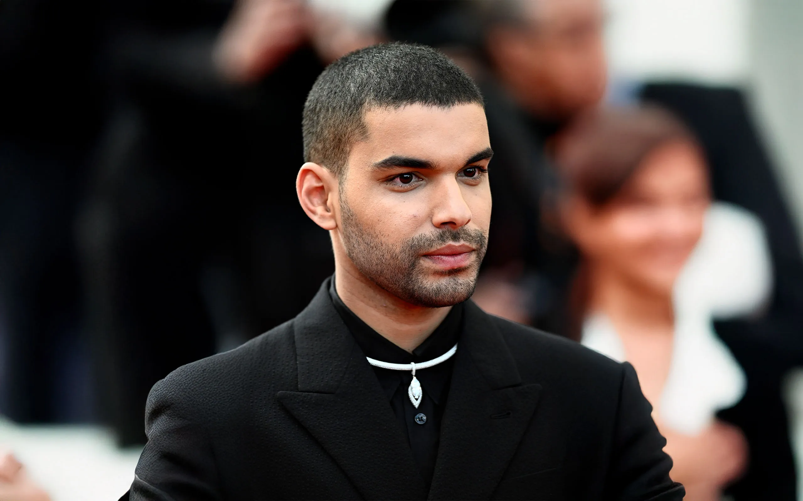 <p>French actor Sami Outalbali wears the Messika Divine Enigma Marquise High Jewelry necklace to the Cannes Film Festival 2025</p>
