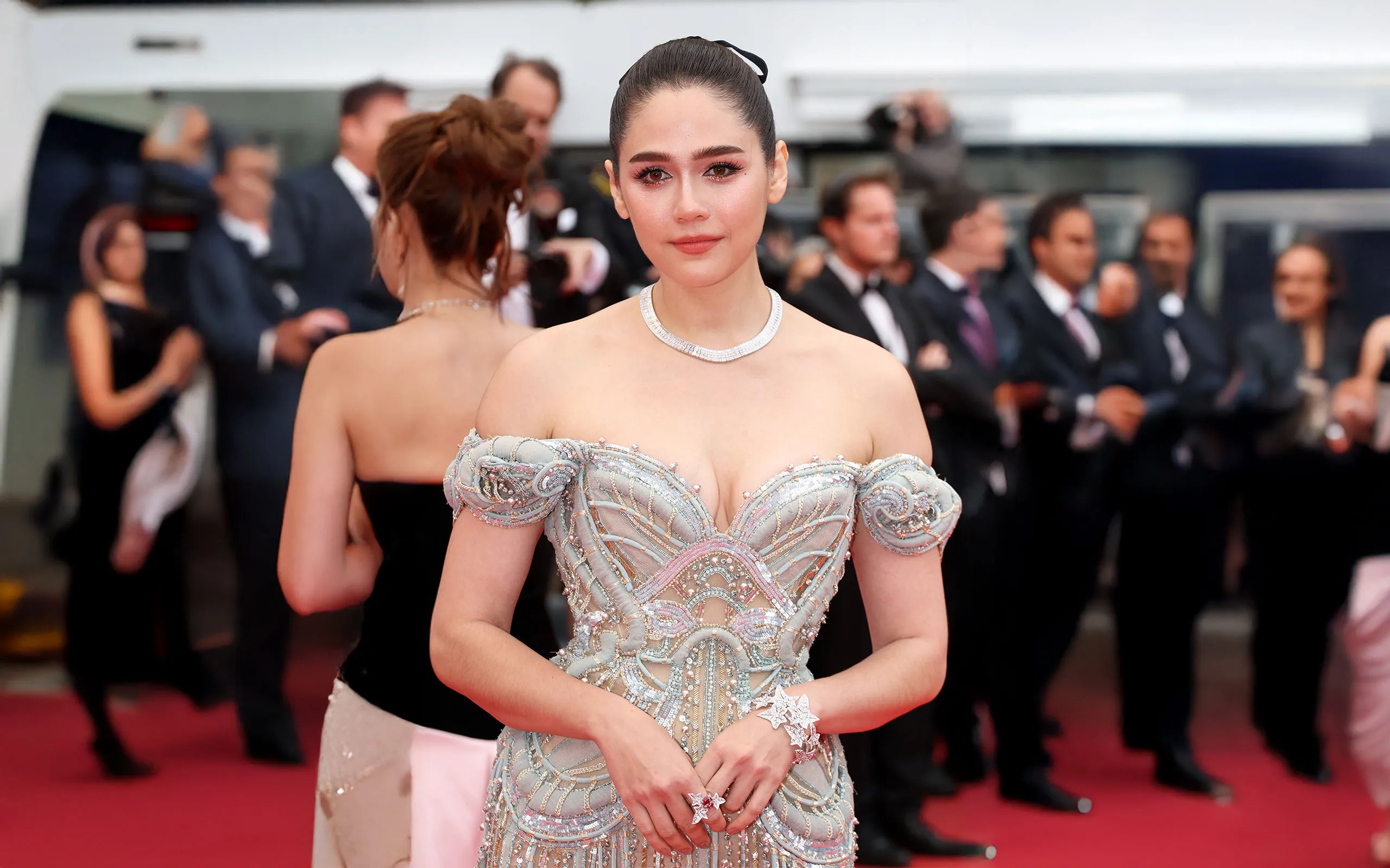 <p>Thai actress and model Araya A. Hargate wears a Boucheron diamond necklace to the Cannes Film Festival 2025</p>
