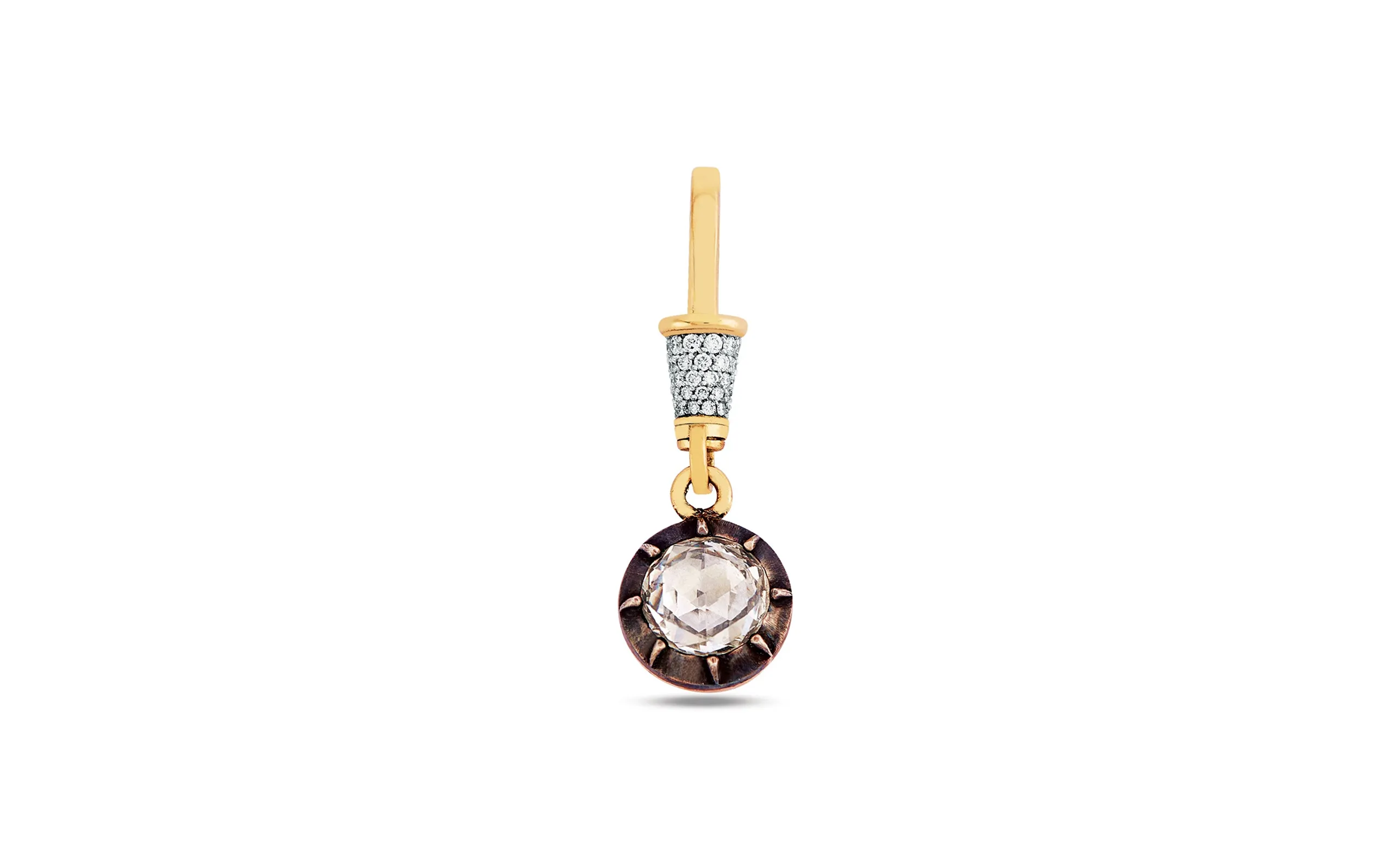 <p>Aponine Diamond Drop pendant with a 1.01-carat raw-cut diamond and further white diamonds set in 18k gold</p>
