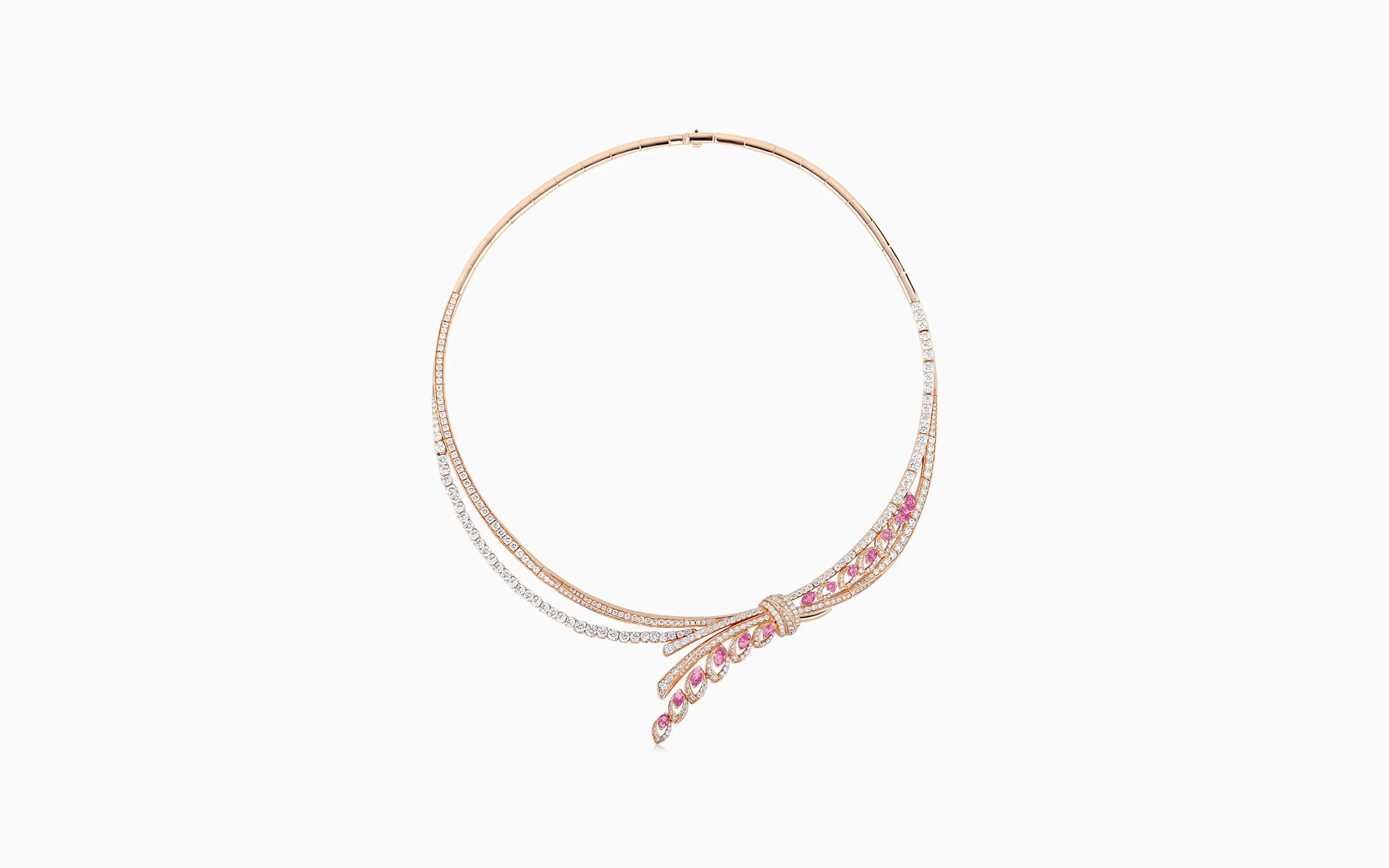 <p>BijouQ Edenia choker with pink sapphires and 9.01 carats of diamonds set in 18k rose gold</p>
