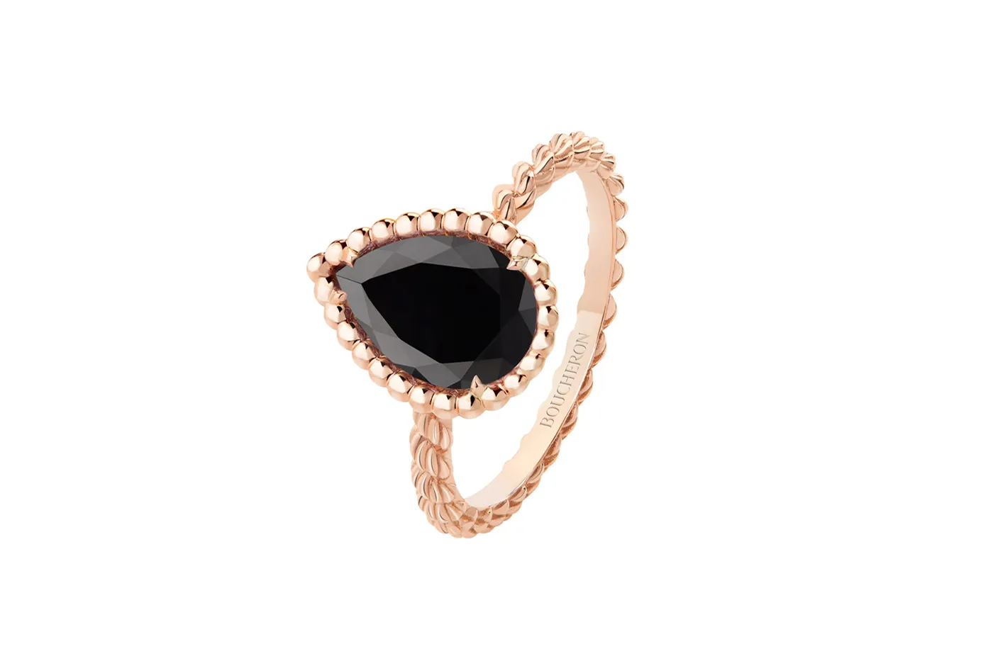 <p>Boucheron &#8216;Serpent Boheme&#8217; ring in onyx and rose gold</p>
