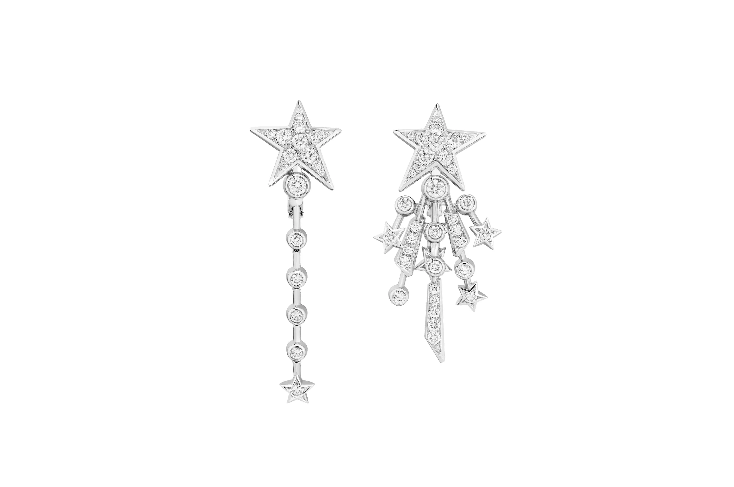 <p>Chanel Rise and Shine earrings with natural polished diamonds in white gold from the Reach for the Stars High Jewellery collection</p>