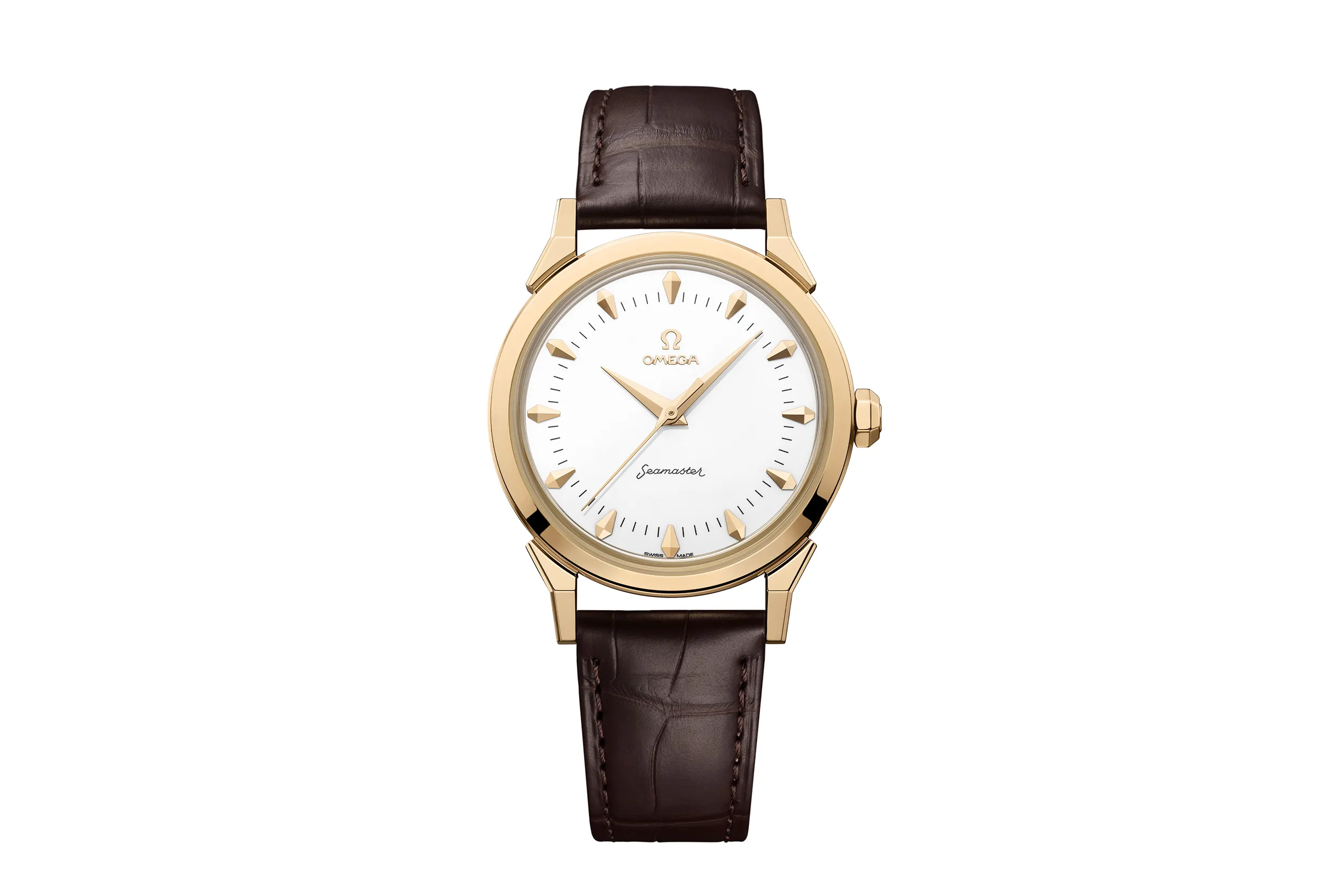 <p>The Omega Seamaster 37 mm Milano Cortina 2026 with a 18k Moonshine™ Gold case and a white Grand Feu enamel dial worn by actor George Clooney at the Venice Film Festival 2025</p>
