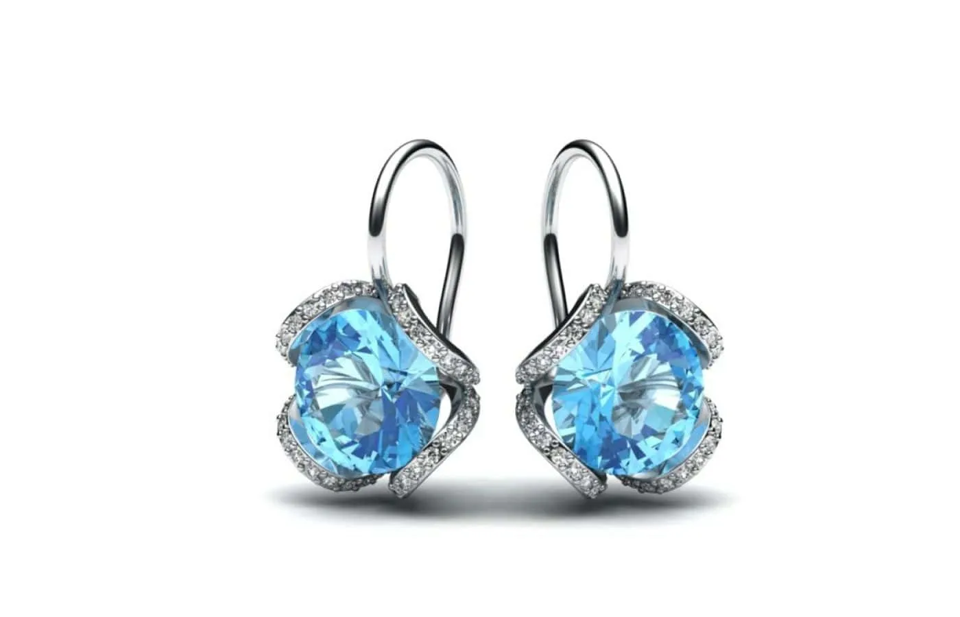 <p>Korbička Šperky earrings in 18k white gold with aquamarines and diamonds</p>