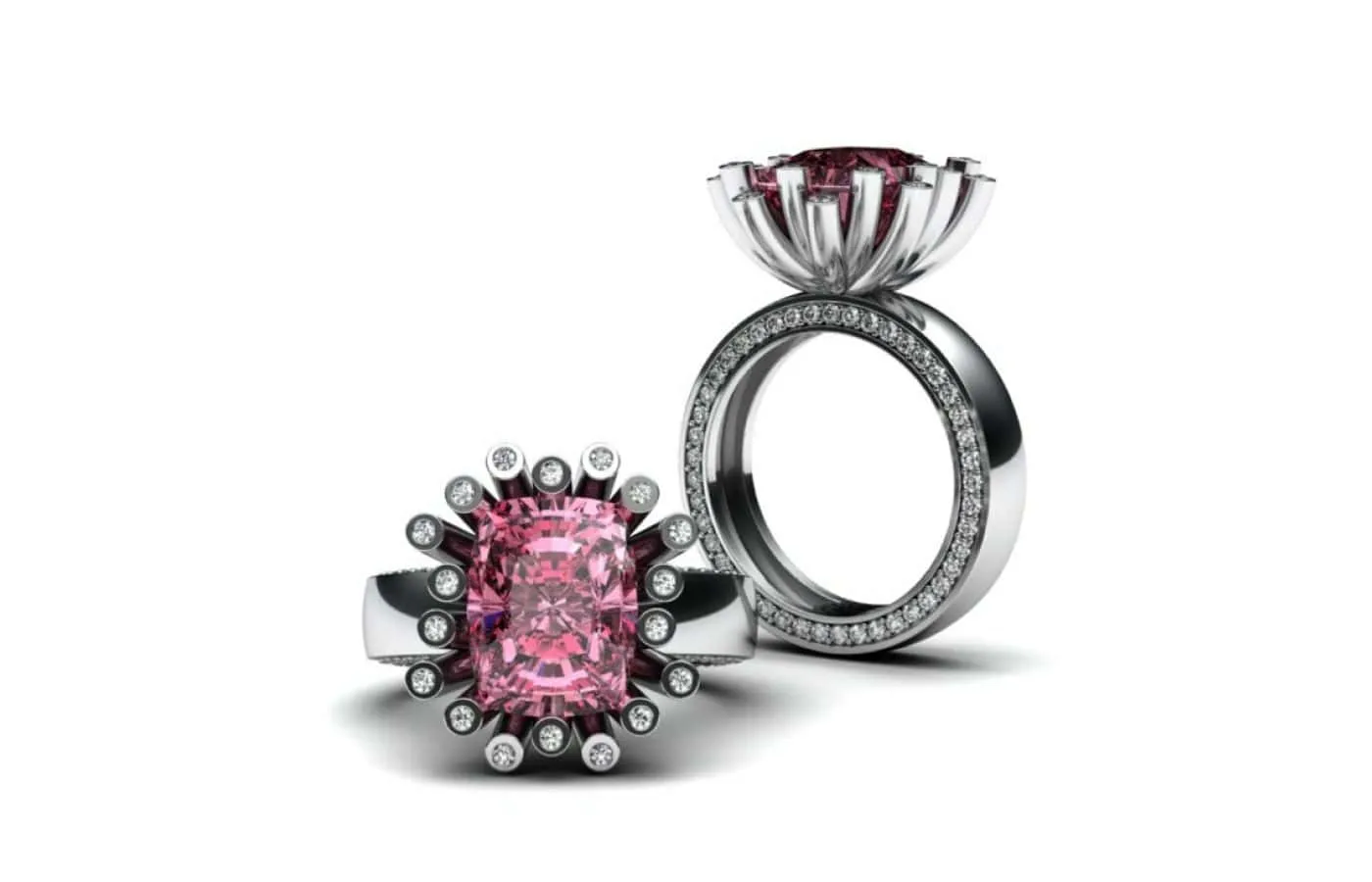 <p>Korbička Šperky ring in 18k white gold with a pink tourmaline centre</p>