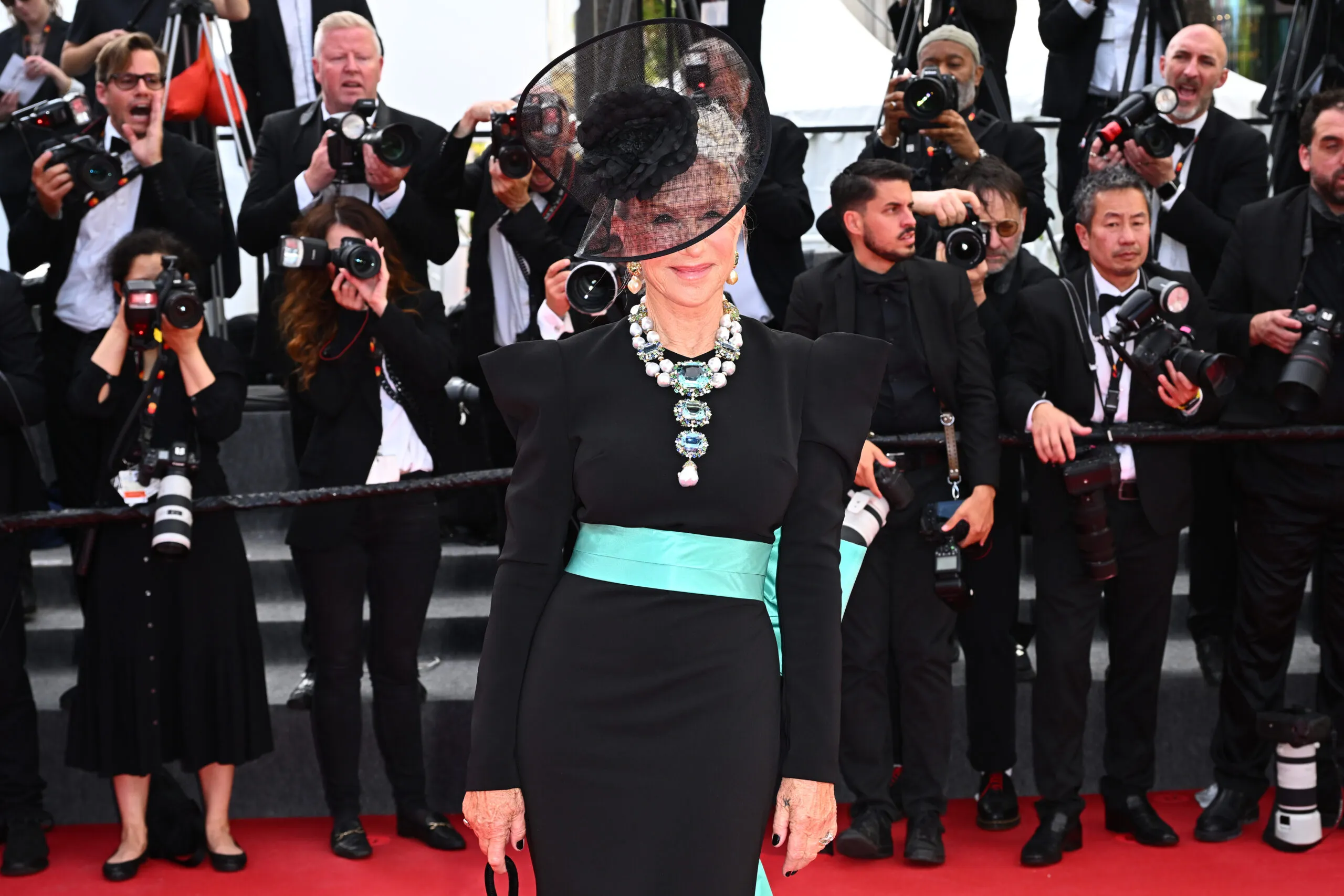 <p> Dame Helen Mirren wearing the Marina collier by Margot McKinney to the Cannes Film Festival 2025</p>
