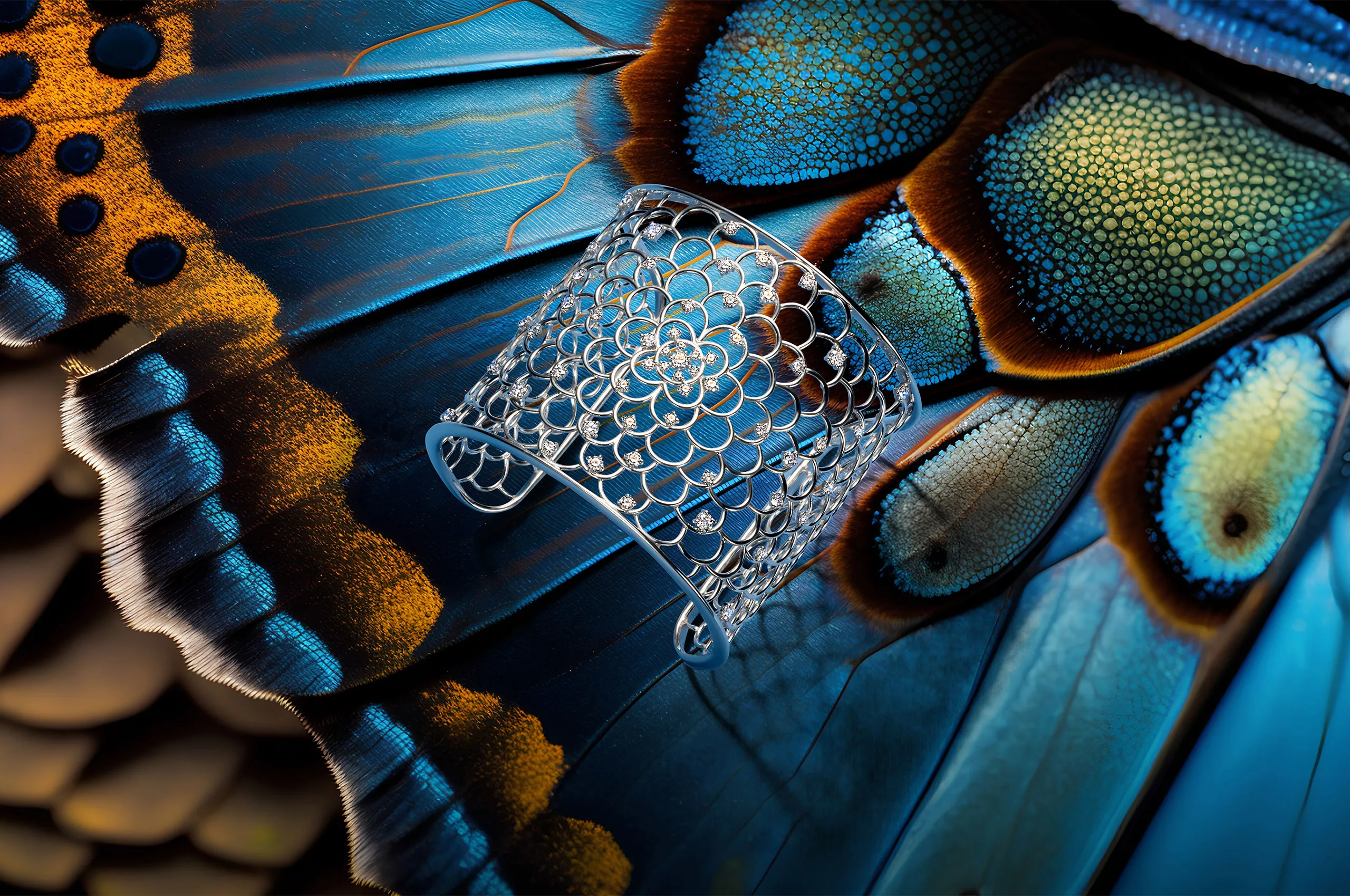 <p>Histoire d’Elle diamond-set openwork cuff bracelet from the Les Natur &#8216;Elle collection</p>
