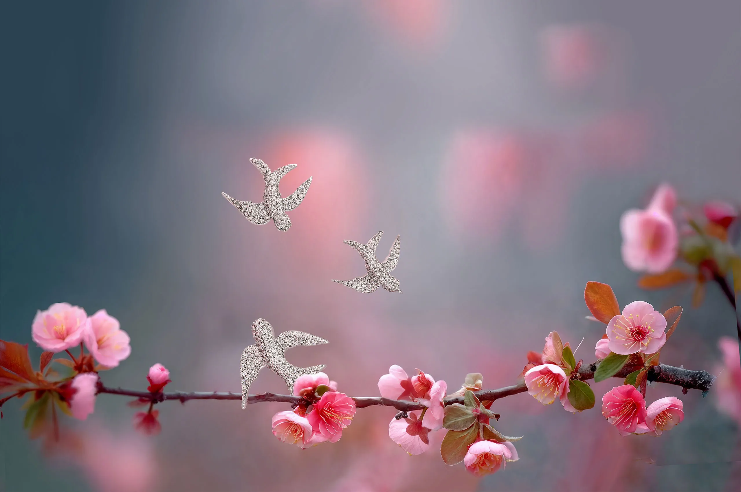 <p>Histoire d’Elle diamond-set swallows from the Les Natur &#8216;Elle collection</p>
