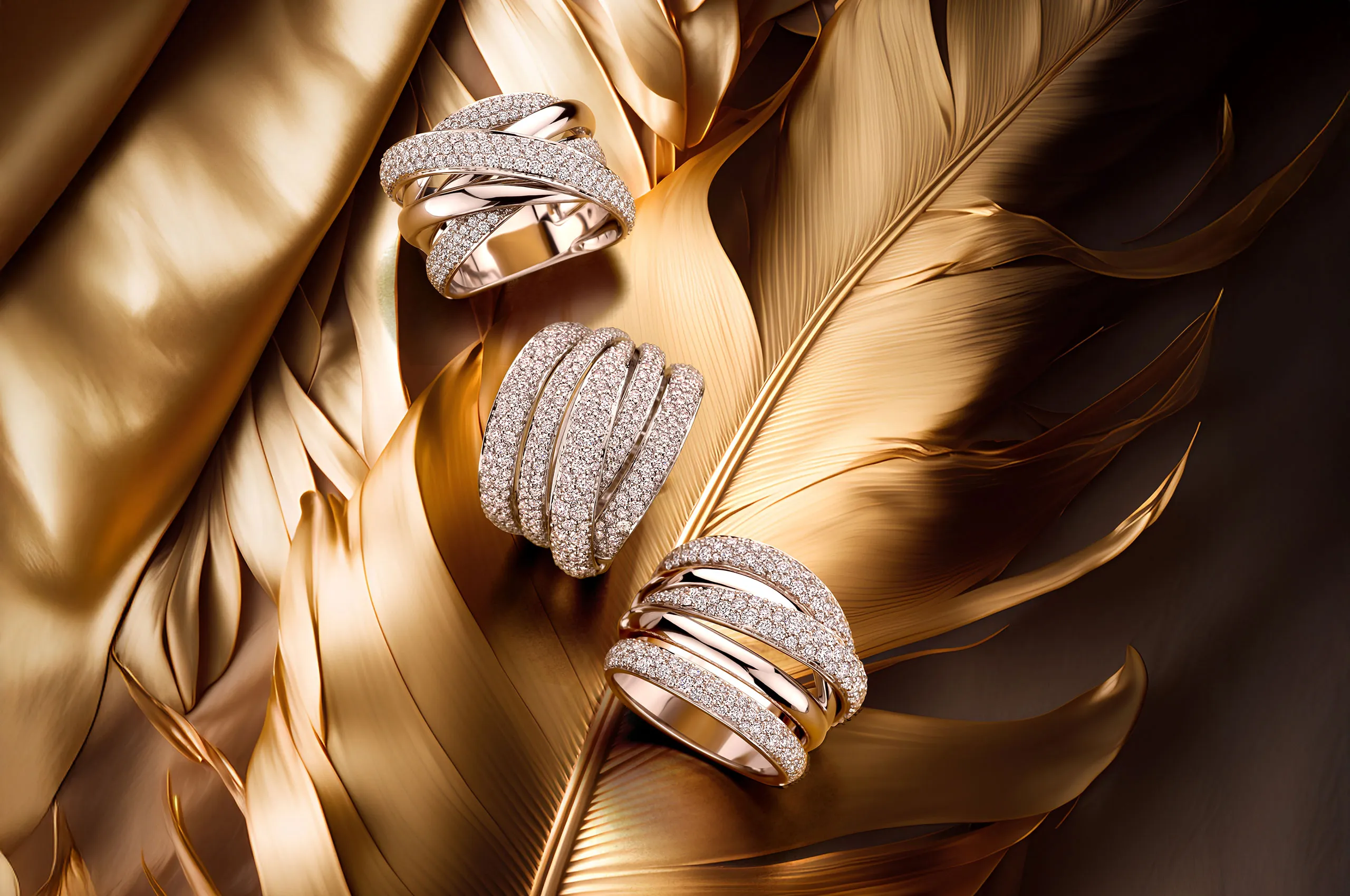 <p>A trio of diamond rings from the Histoire d’Elle Les Incondition &#8216;Elle collection</p>
