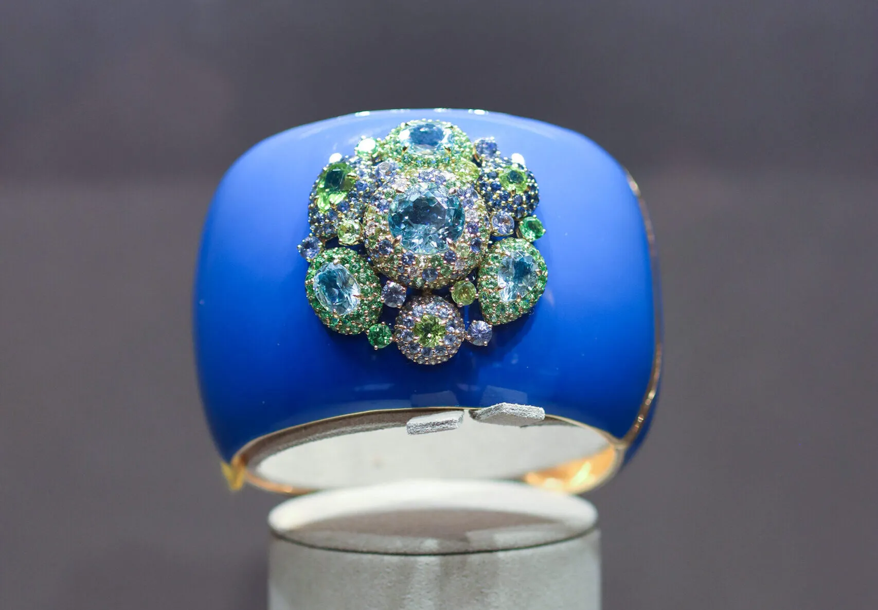 <p>A statement cuff bracelet on display at the recently opened Jaipur Gems boutique in Abu Dhabi, its second in the United Arab Emirates </p>
