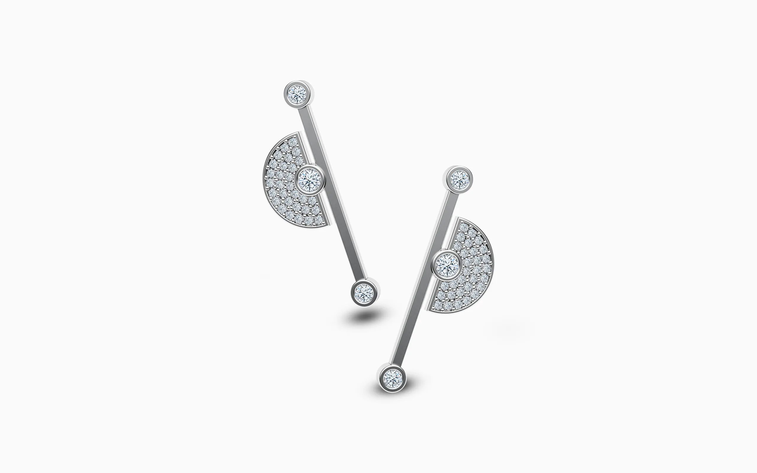 <p>Korbička Šperky has reinterpreted Art Deco style archways and graphic lines in these contemporary earrings with round brilliant-cut diamonds in 18k white gold </p>
