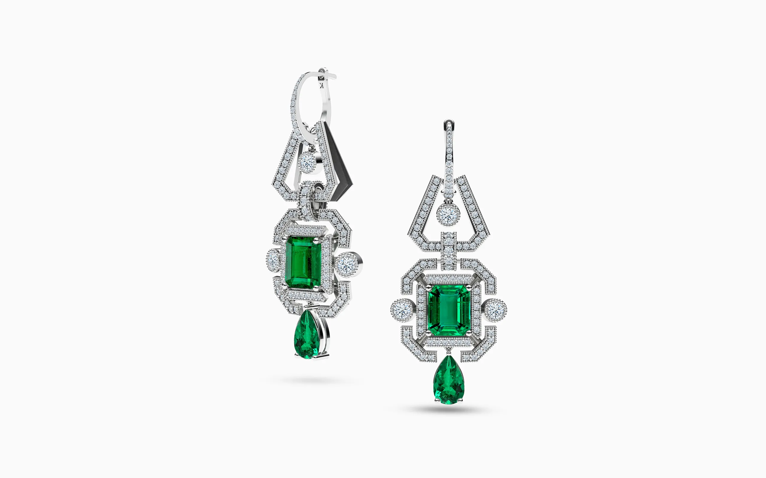<p>Korbička Šperky Émeraude de Minuit earrings with 12 carats of vivid emeralds and 4 carats of diamonds, crafted in 18k white gold</p>