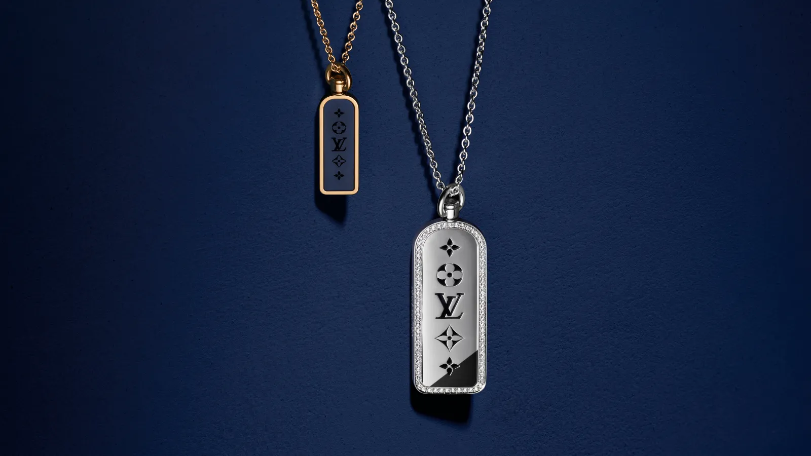 <p>Small and large tag necklaces from Les Gastons Vuitton, the new jewellery collection for men from Louis Vuitton</p>