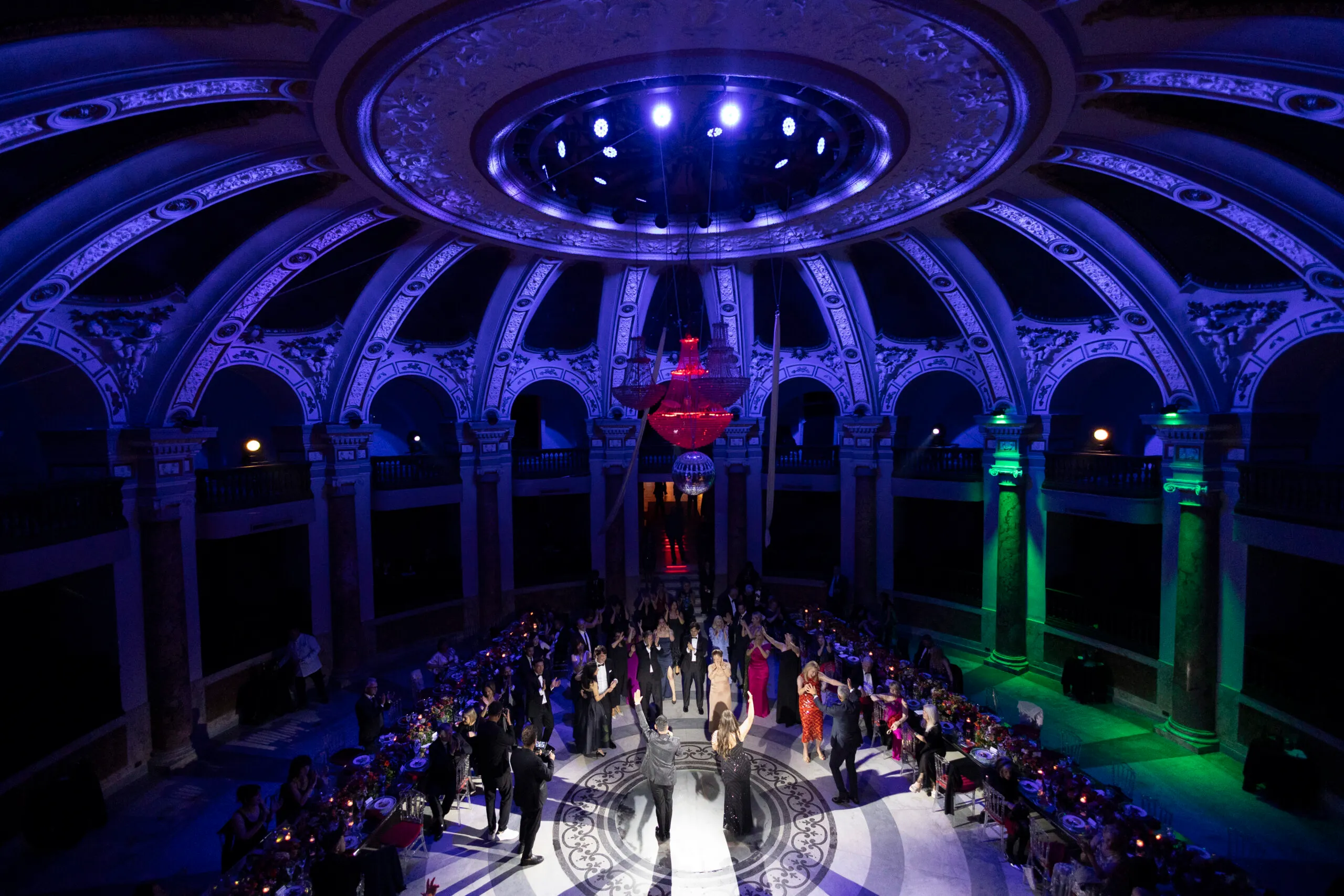 <p>Guests take to the dance floor at the Miseno 10th anniversary celebrations in Naples </p>
