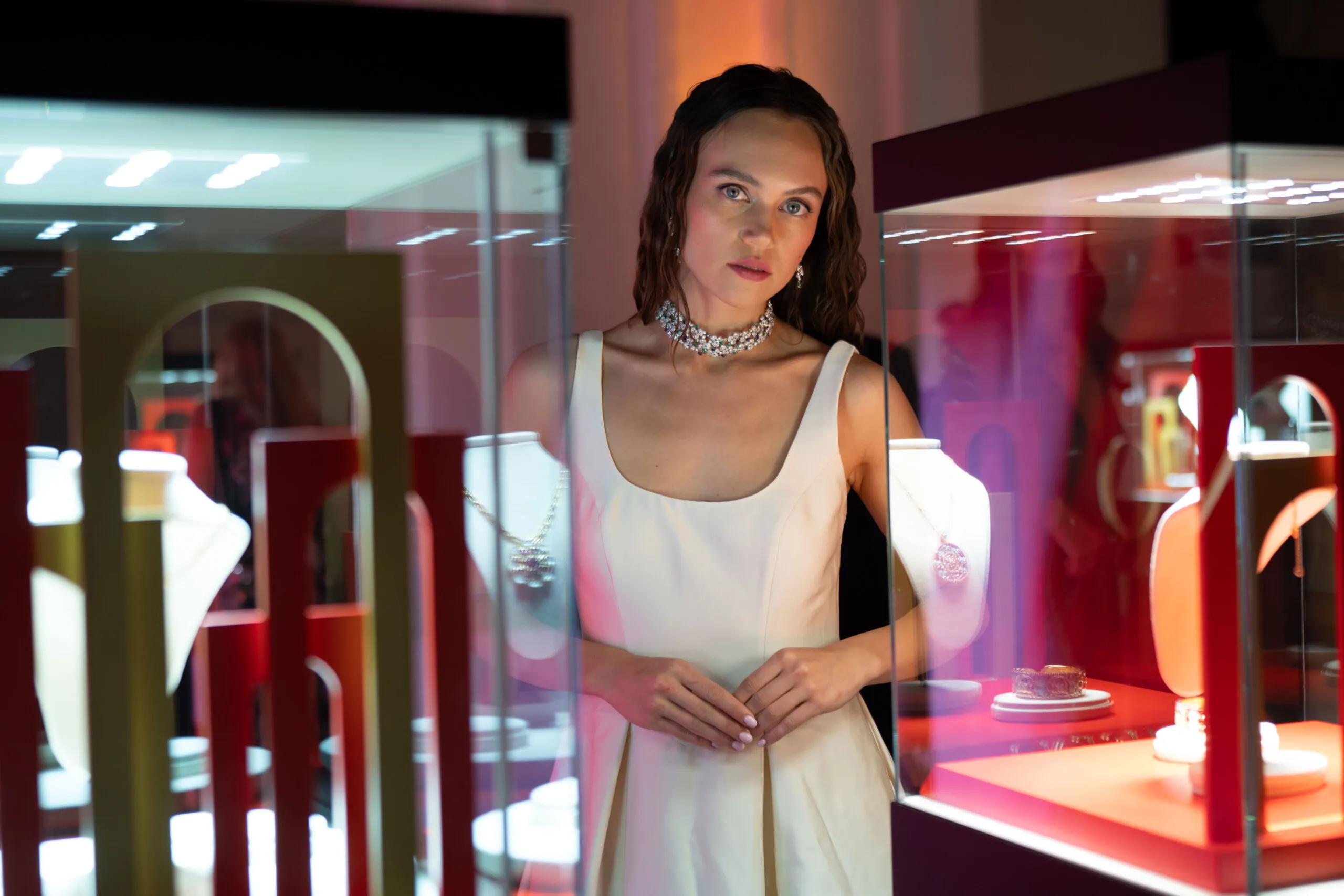 <p>A model wears pieces from the new Miseno Arco High Jewellery collection at the brand&#8217;s 10th anniversary celebrations in Naples</p>

