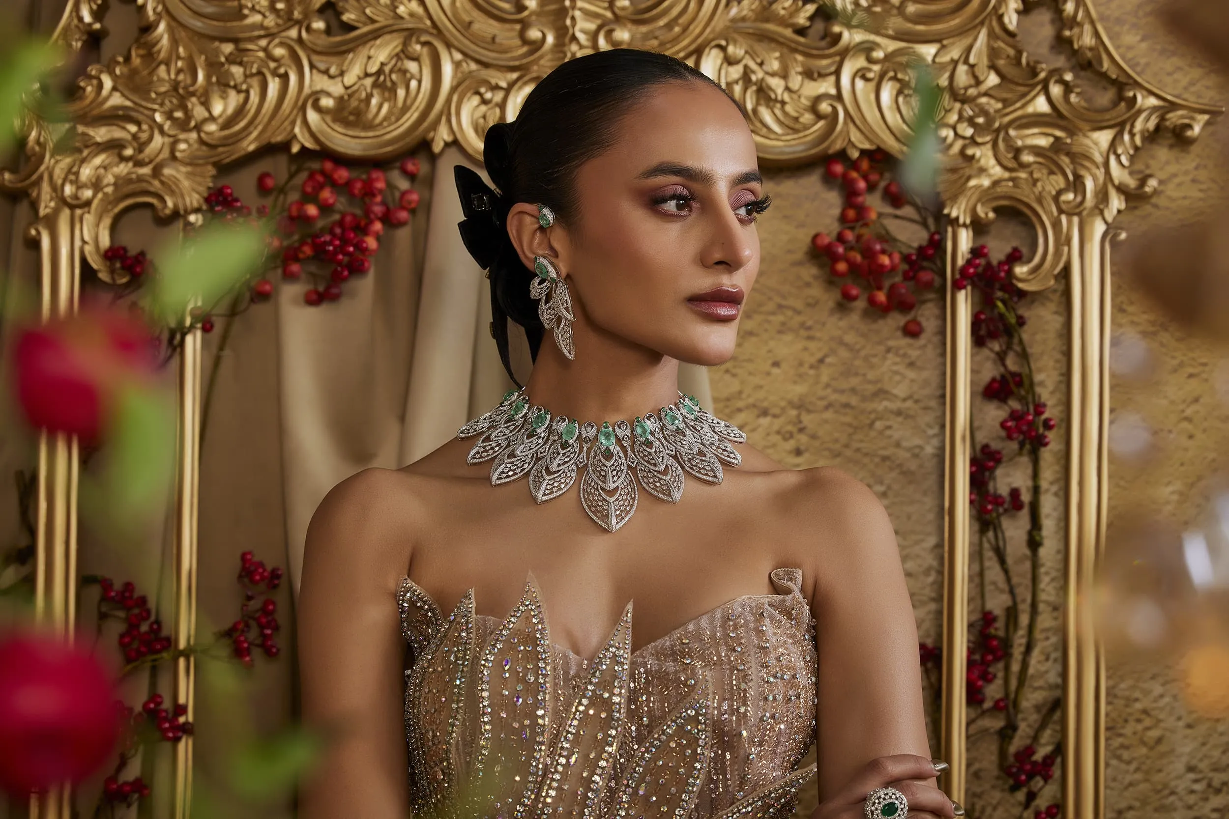 <p>Mrs. Marquise emerald and diamond necklace—when artistry meets mastery, the result is unmatched</p>
