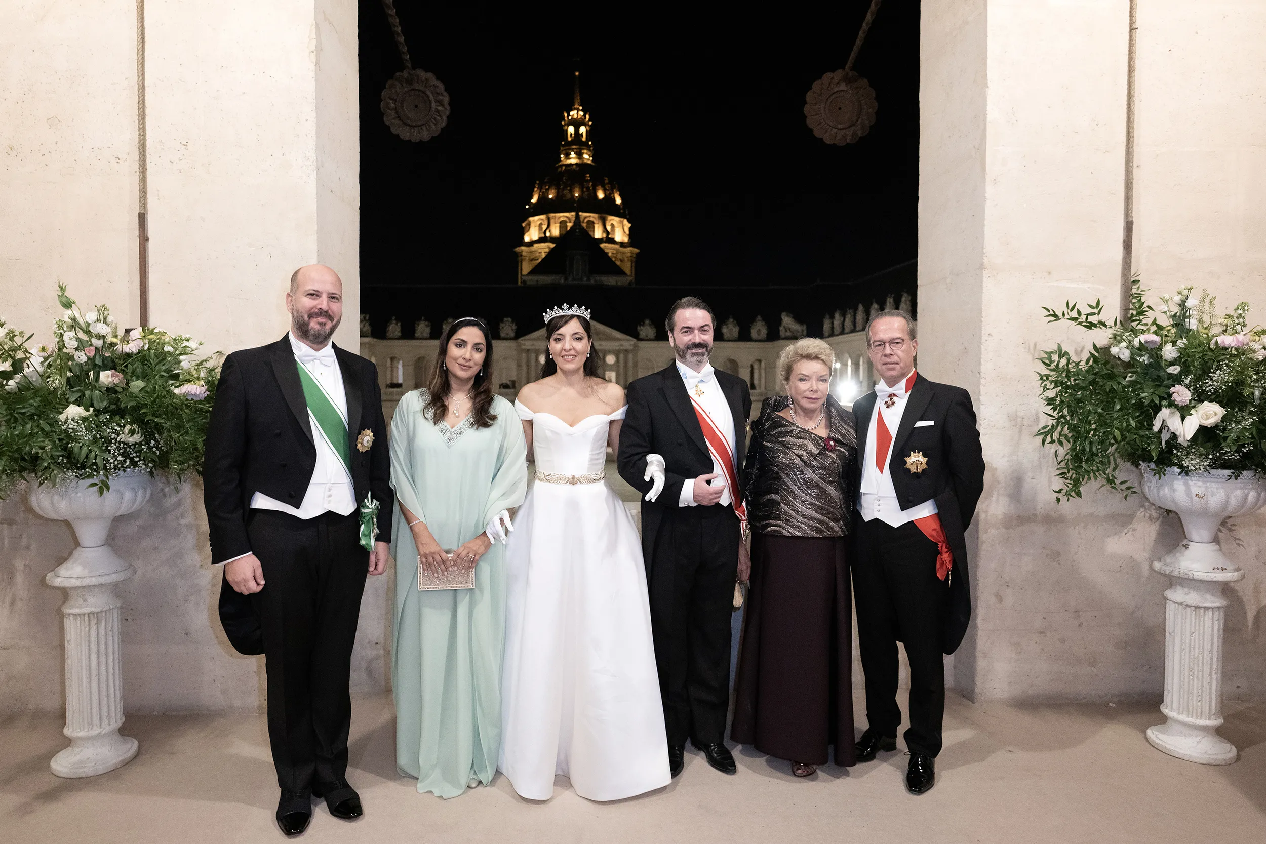<p>Her Royal Highness Princess Yasmine Murat, Princess of Pontecorvo, and Joachim Charles Napoléon Murat, Prince of Pontecorvo, with their family members on their wedding day</p>