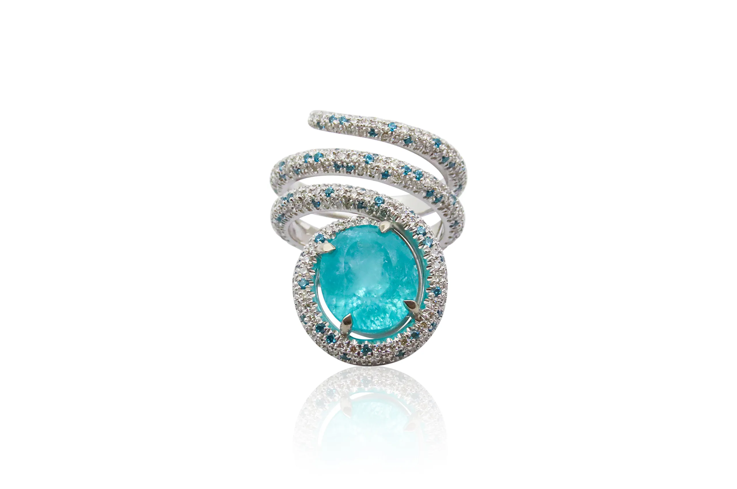 <p>A Paraiba tourmaline and diamond ring by 2025 Couture debutant Salima Thakker</p>

