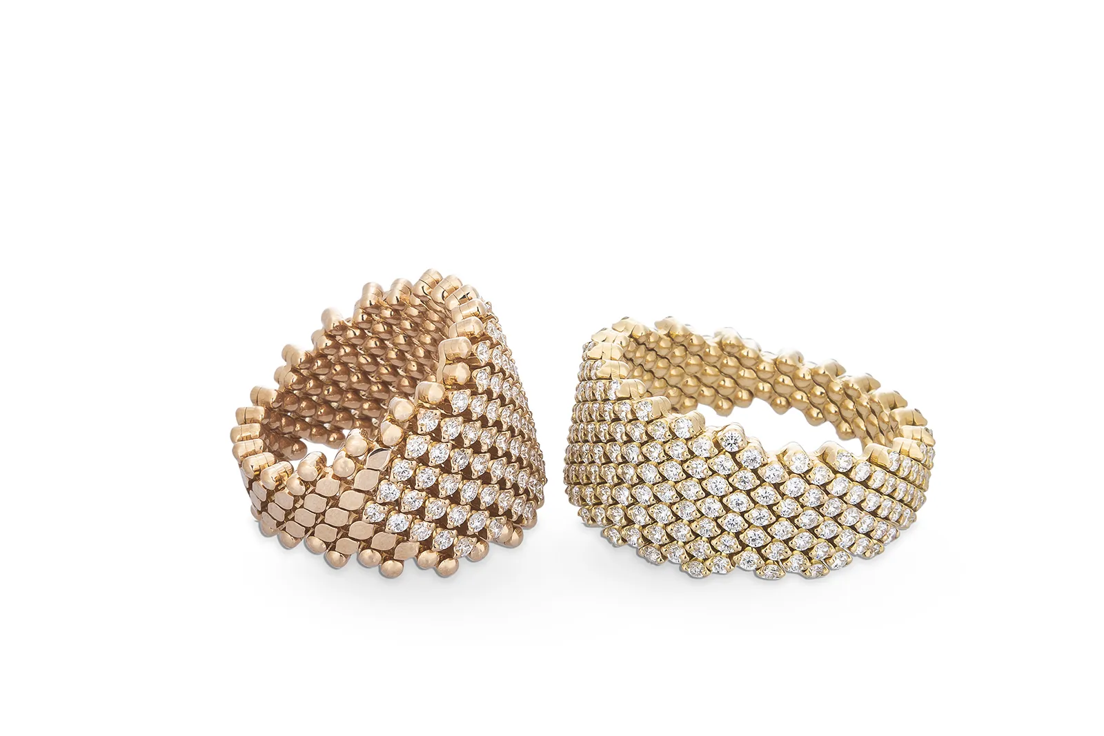 <p>The multi-sized Bellezza ring from the Serafino Consoli Brevetto collection crafted with round brilliant-cut diamonds in 18k rose and yellow gold </p>