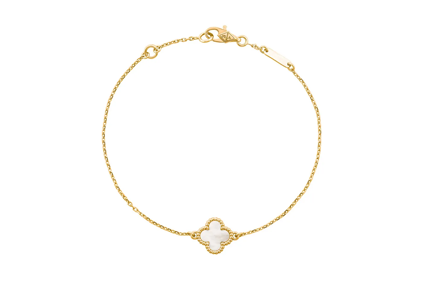 <p>Van Cleef&amp;Arpels &#8216;Alhambra&#8217; bracelet in mother of pearl and yellow gold</p>

