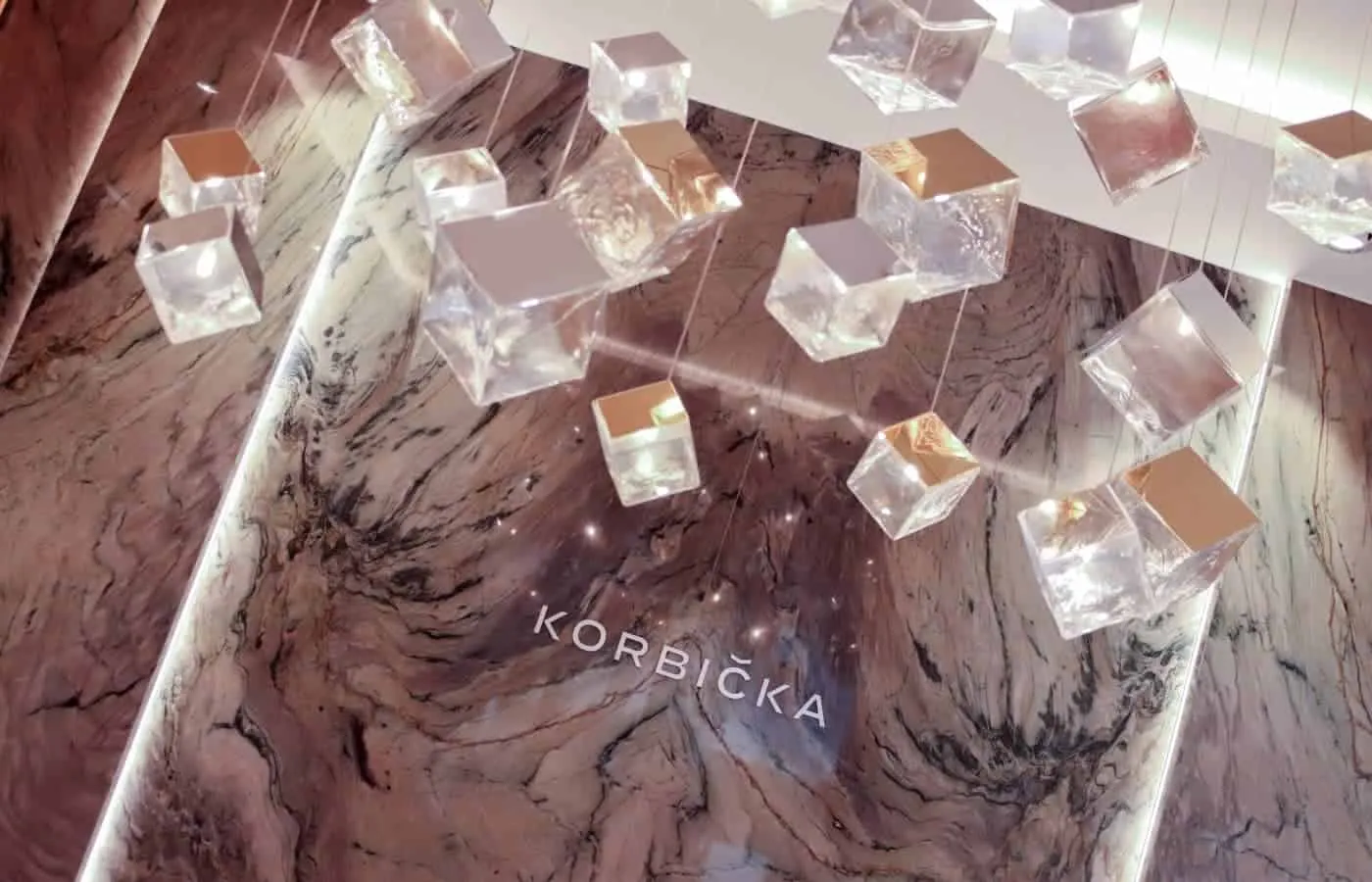 <p>A striking light installation at the Korbička Šperky boutique in Brno, Czech Republic</p>