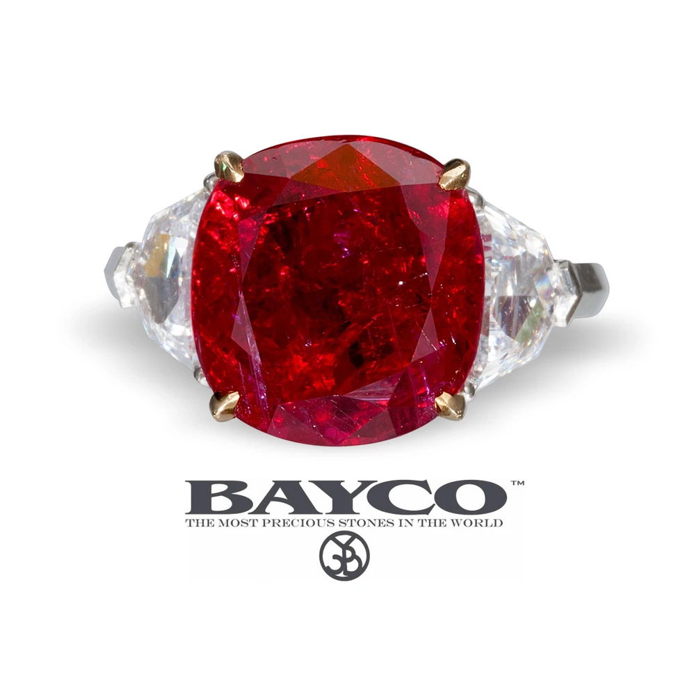 <p>Bayco 10cts Burmese ruby ring with diamonds</p>
