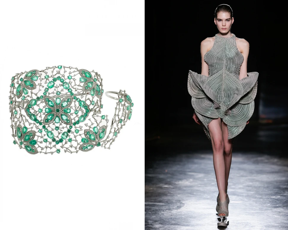 <p>Gaydamak Jewellery Ring and Cuff – £62,840 with Iris Van Herpen</p>
