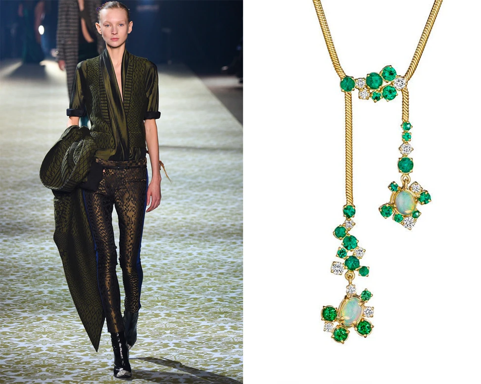 <p>Haider Ackermann with Madstone Design Melting Ice Necklace – £6,850</p>
