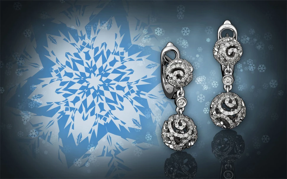 <p>Izmestiev Diamonds Diamond drop earrings in white gold</p>
