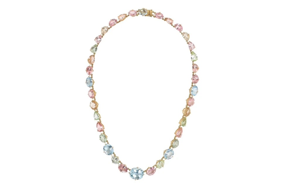 <p>Yi Collection Candy necklace with 18.36 carats of aquamarine and 32.43 carats of tourmaline set in 18k yellow gold </p>
