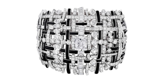 Tweed de Chanel Graphique onyx and diamond bracelet in white gold 