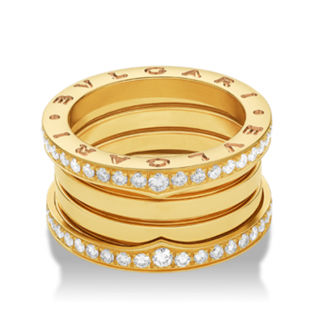 Кольцо Bulgari 'B.zero 1' из 18К желтого золота с бриллиантовым паве