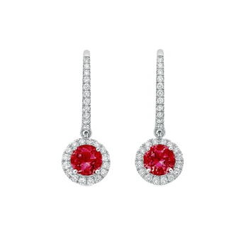 Mappin&Webb Carrington drop earrings in 18k white gold with 1.30ct rubies and 0.30ct diamonds