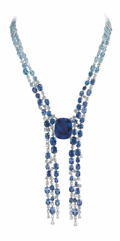 Chopard Miracles necklace, set with an 88ct Royal Blue sapphire, aquamarines and diamonds