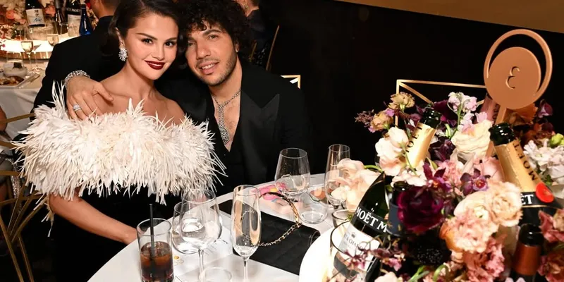 <p>Attending with wife Selena Gomez, Benny Blanco stood out among the men in a wrist full of bracelets, a diamond watch and a necklace by Neil Lane</p>
