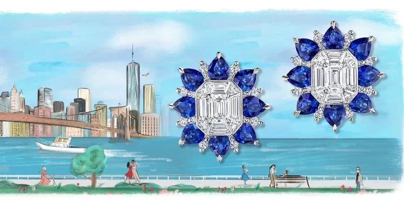 <p>New York Collection – Marble Marquetry Earrings</p>