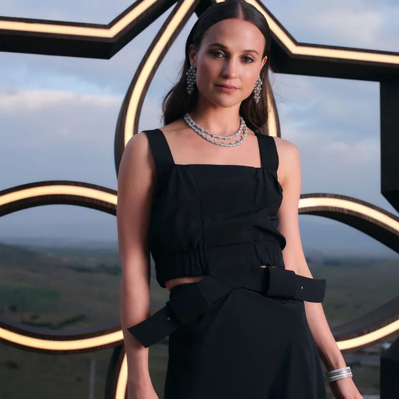 <p>Alicia Vikander at the launch of Mythica</p>
