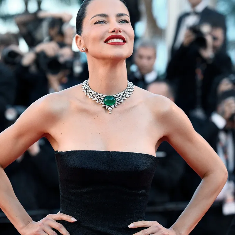 <p>Model Adriana Lima attends the 2026 Cannes Film Festival wearing a Chopard High Jewellery necklace, set with a 129 carat emerald cabochon and diamonds</p>