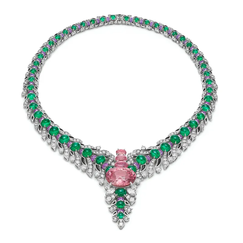 Bvlgari Eclettica Secret Garden necklace, designed around a 26.65ct oval Padparadscha sapphire from Sri Lanka