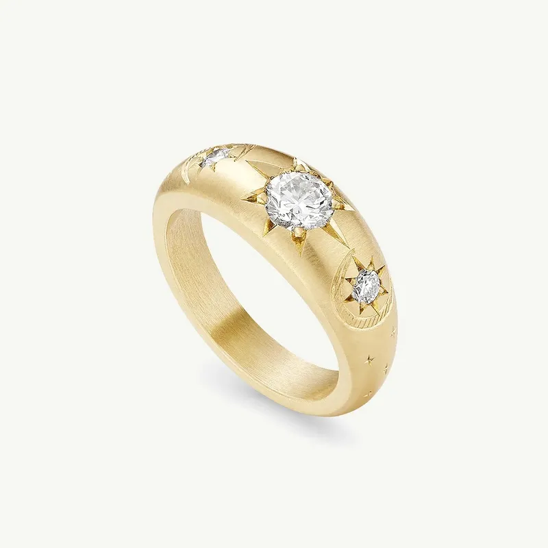 <p>Cece Jewellery Anchored Forever diamond ring in 18K yellow gold.</p>