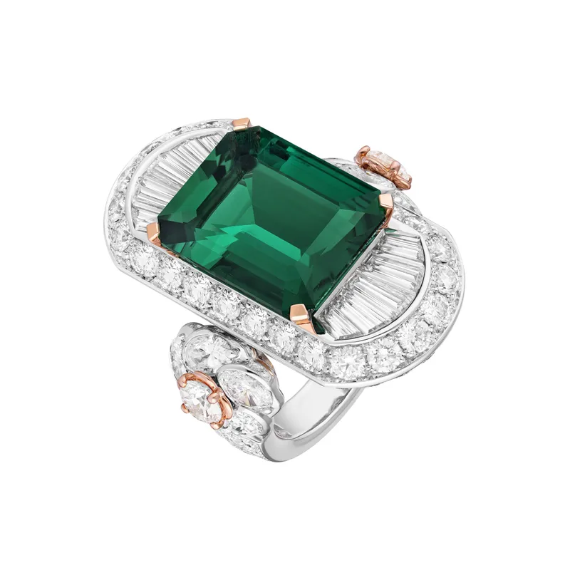 Chanel Imprime Emeraude ring, set with an octagonal-cut emerald of 10.44ct and diamonds