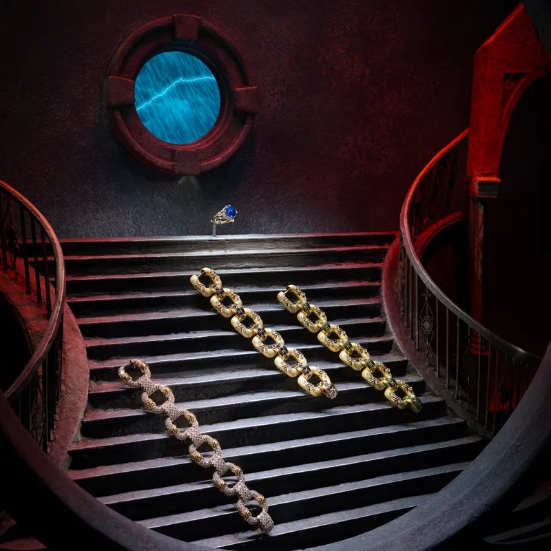 <p>Three Tiffany& Co. bracelets worn in the 2025 Frankenstein production</p>