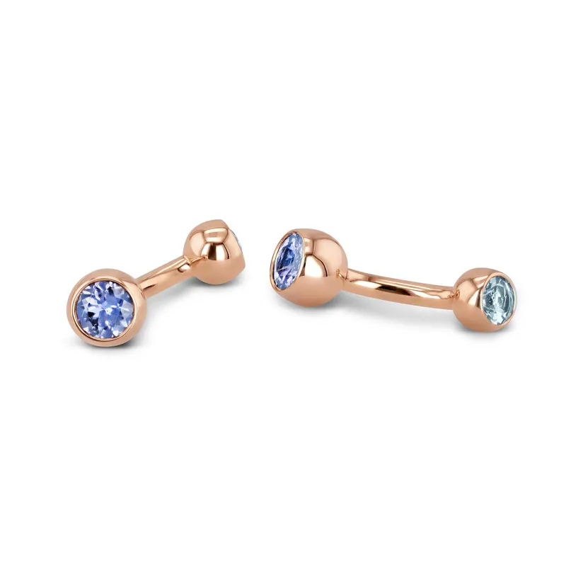 <p>‘Sparks of Fire’ earrings with tanzanite and aquamarine</p>