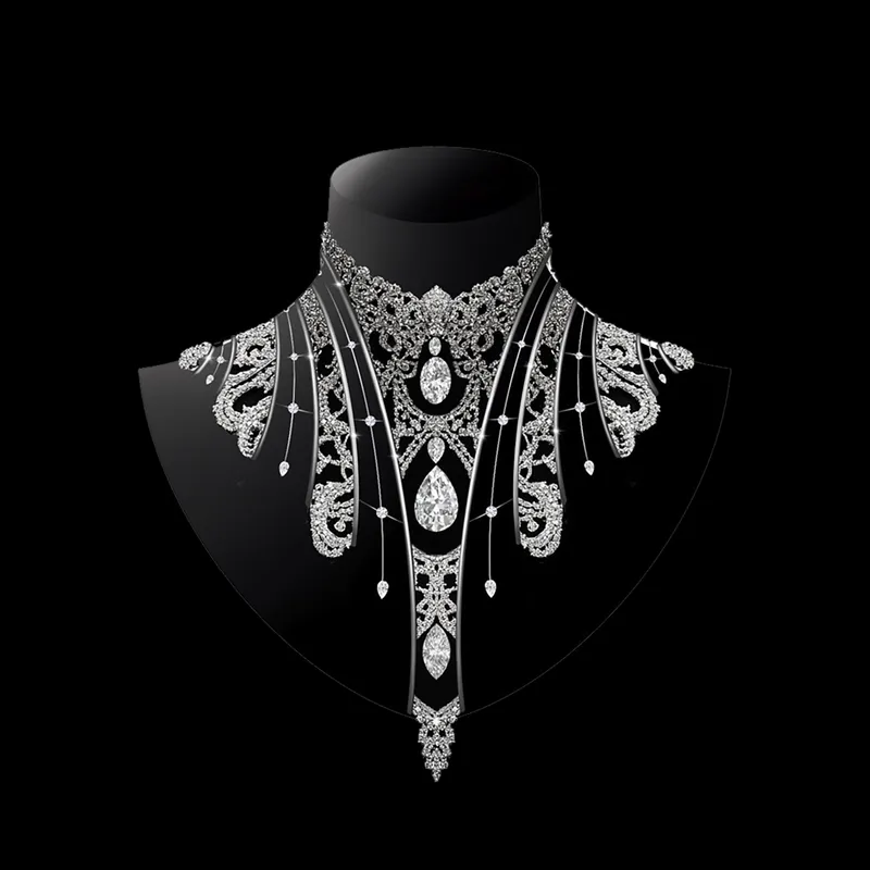 <p>Lace & Diamond collar necklace in 18k white gold</p>