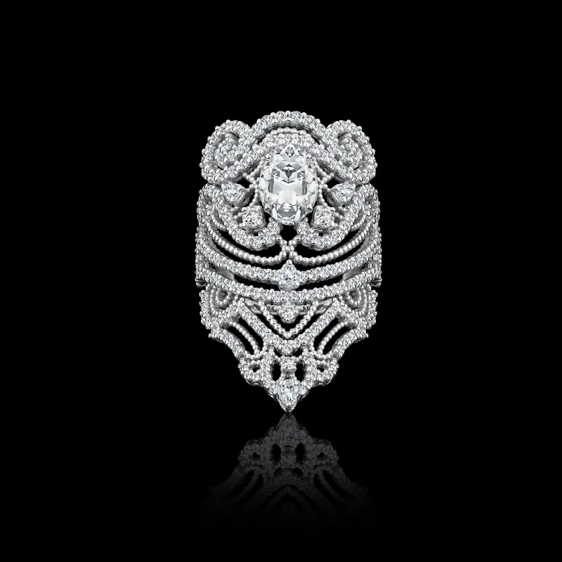 <p>Lace & Diamond ring in 18k white gold</p>
