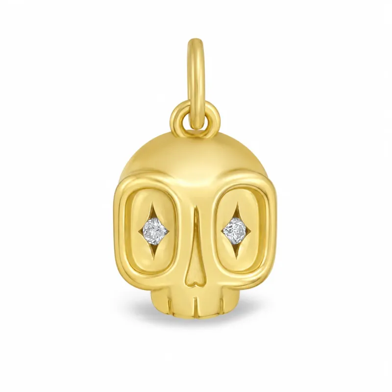 Lauren Newton Jewelry x Christopher Luke De*d Lucky Skull Charm in 18K gold with diamonds