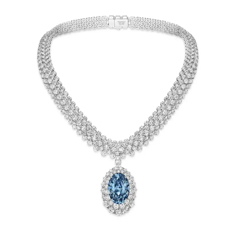 Messika Okavango Blue necklace, set with a 20.46-carat Fancy Deep Blue diamond