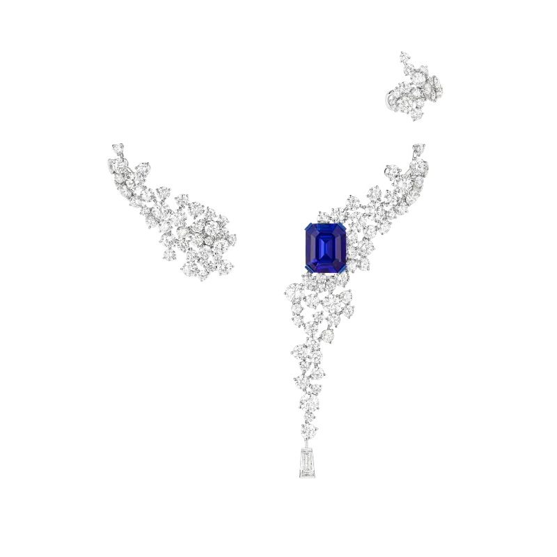 Maison FRED Moonlight Reflection transformable ear cuff in 18k white gold, set with a 4.25-carat tanzanite and diamonds