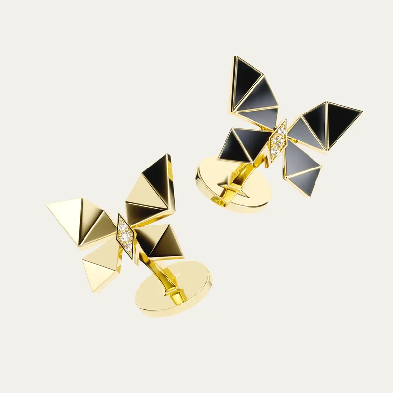<p>NTERDI Vol O Vent stud earrings in 18k yellow gold and enamel</p>
